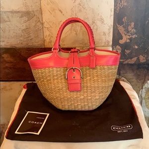 Authentic Coach Leather & Wicker Purse